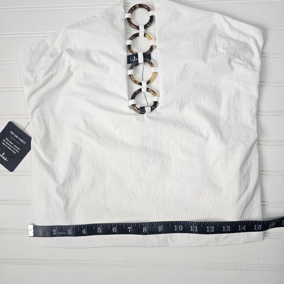 Lulus Women's White Tortoise Shell O Ring Cut Out Halter Top Size M NWTF - Picture 12 of 13